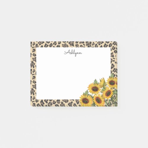 Leopard Animal Print Yellow Sunflowers Post_it Notes