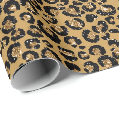 Leopard Animal Sepia Gold Black Honey African Lux Wrapping Paper