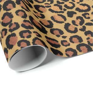 Leopard Animal Skin Gold Black Bronze African Fur Wrapping Paper