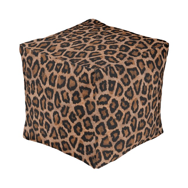 Leopard Animal Skin Print Pouf (Angled Front)