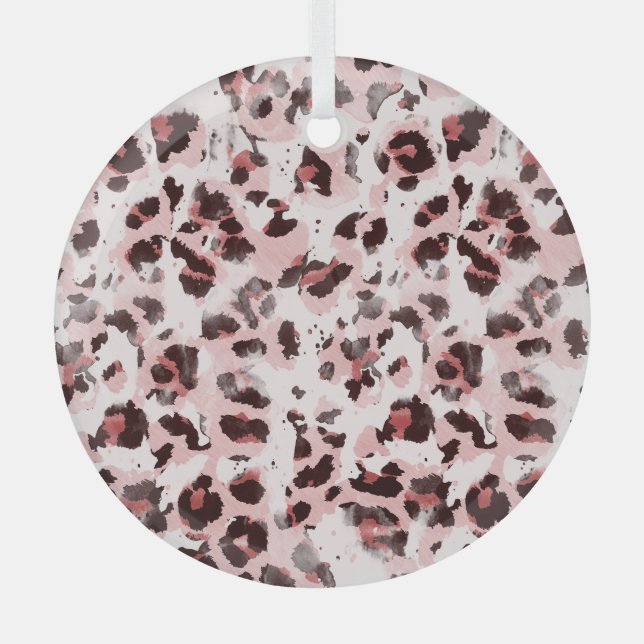 Leopard Animal Skin: Tie Dye Elegance. Glass Ornament (Front)