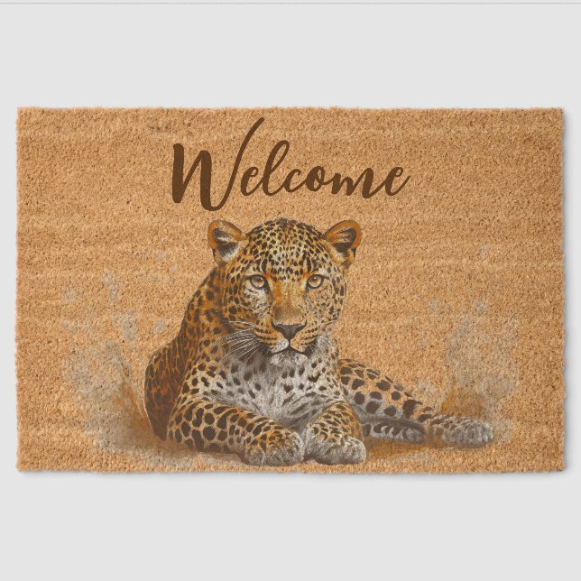 Leopard Animal Welcome Fiber Doormat (Front)