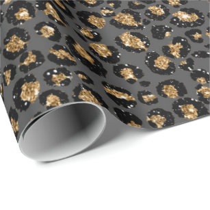 Leopard Animal White Gold Black Gray African Lux Wrapping Paper