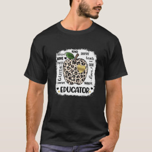 Leopard Apple Educator Love Care Support Inspire B T-Shirt