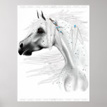 Leopard Appy and White Feathers Poster