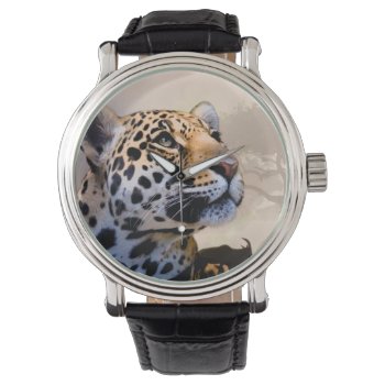 Leopard Art 1 Watch & Numeral Options by Ronspassionfordesign at Zazzle