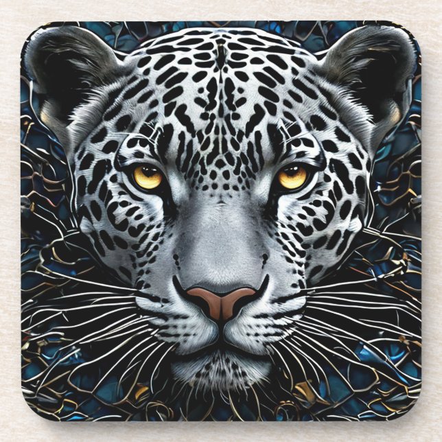 Leopard art beverage coaster (Front)