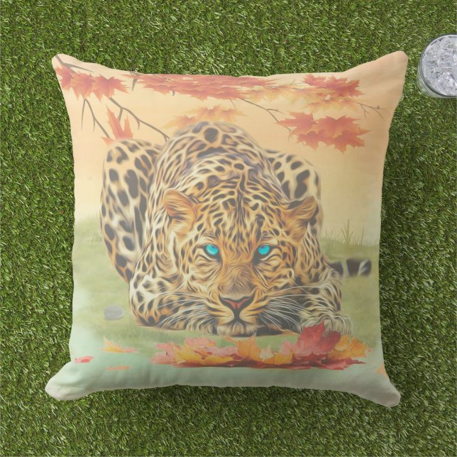 Leopard art   outdoor pillow (Grass)