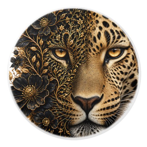 Leopard Artwork Ceramic Knob