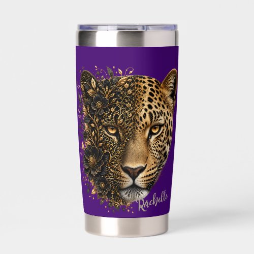 Leopard Artwork Tumbler on Purple Bacground