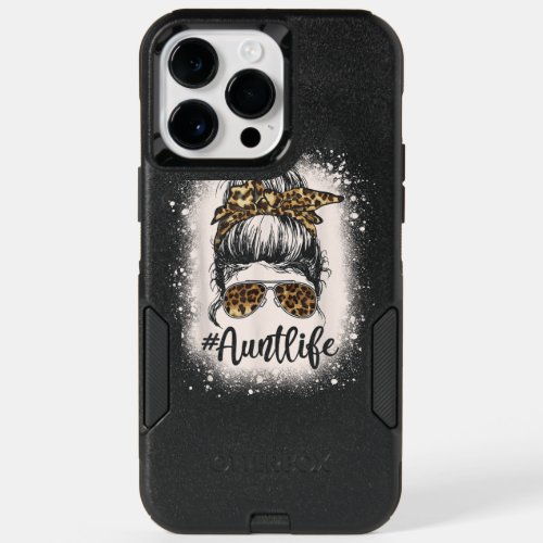 Leopard Aunt Life Messy Bun Bleached Auties Girl M OtterBox iPhone 14 Pro Max Case