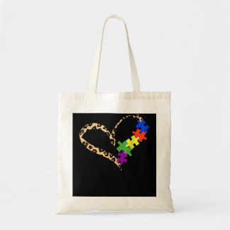Leopard Autism Awareness Puzzle Love Graphic for W Tote Bag
