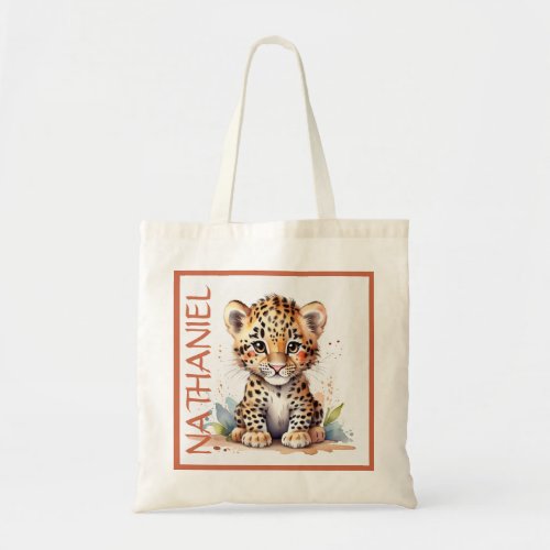 Leopard baby African Safari School Library Custom  Tote Bag