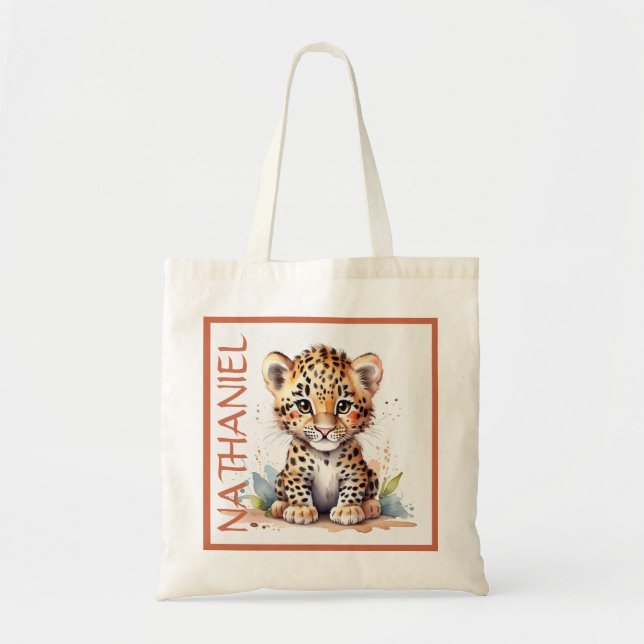 Leopard baby African Safari School Library Custom  Tote Bag (Front)