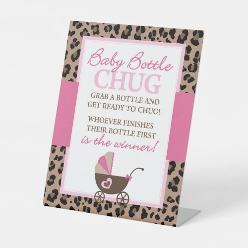 Leopard Baby Bottle Chug Baby Shower Game Sign