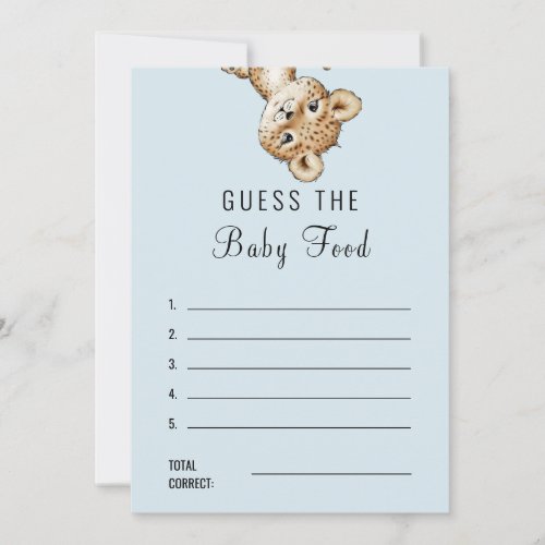 Leopard Baby Shower Guess the Baby Food  Answer Invitation