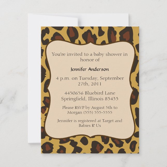 Leopard Baby Shower Invitation (Front)