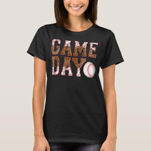 Leopard Ball Game Day Vibes Ball Mom Mothers Day T_Shirt