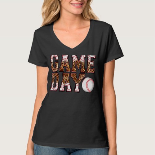 Leopard Ball Game Day Vibes Ball Mom Mothers Day T_Shirt