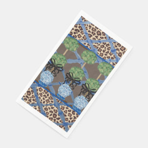 Leopard Bamboo Chinoiserie Ginger Jar Paper Guest Towels