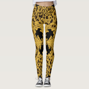 Leopard Baroque, Ornate Animal Print Leggings