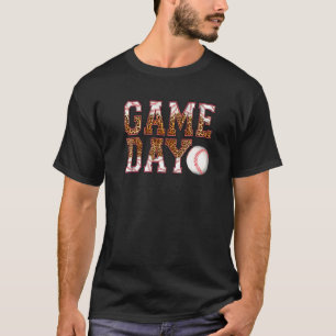 Leopard Baseball Game Day Vibes Baseball Mom Mothe T-Shirt