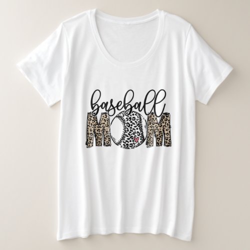 Leopard Baseball Mom Game Day Baseball Sport Mom Plus Size T_Shirt