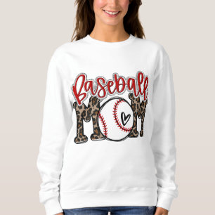 Leopard Baseball Mom Game Day Vibes T-ball Mom Mot Sweatshirt
