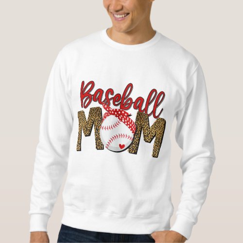 Leopard Baseball Mom Mothers Day Red Headband Wom Sweatshirt
