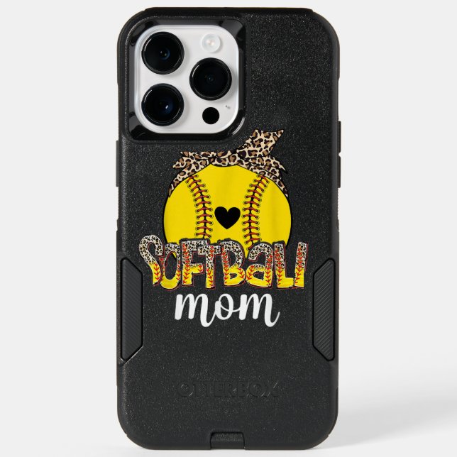 Leopard Baseball Softball Mom Life Game Day Mama M Otterbox iPhone Case (Back)