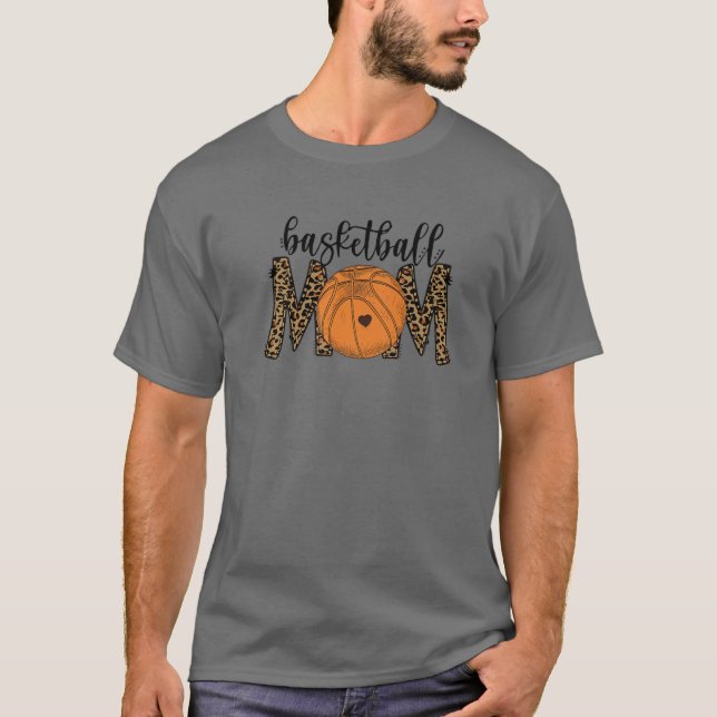 Leopard Basketball Mom Proud Basketball Players Mo T-Shirt (Front)