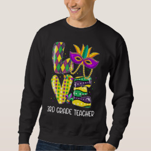 Leopard Beads Bling LOVE 3rd Grade Teacher Mardi G Sweatshirt