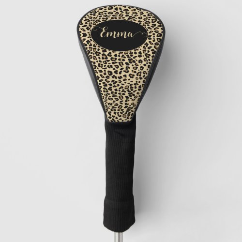 Leopard beige pattern personalised Golf Head Cover