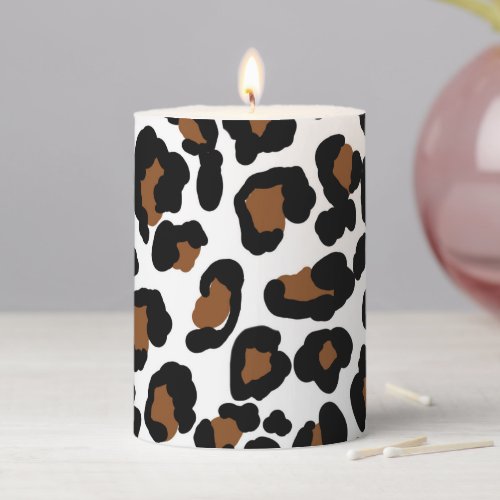 Leopard Big Cat Fur Pattern Print  Pillar Candle