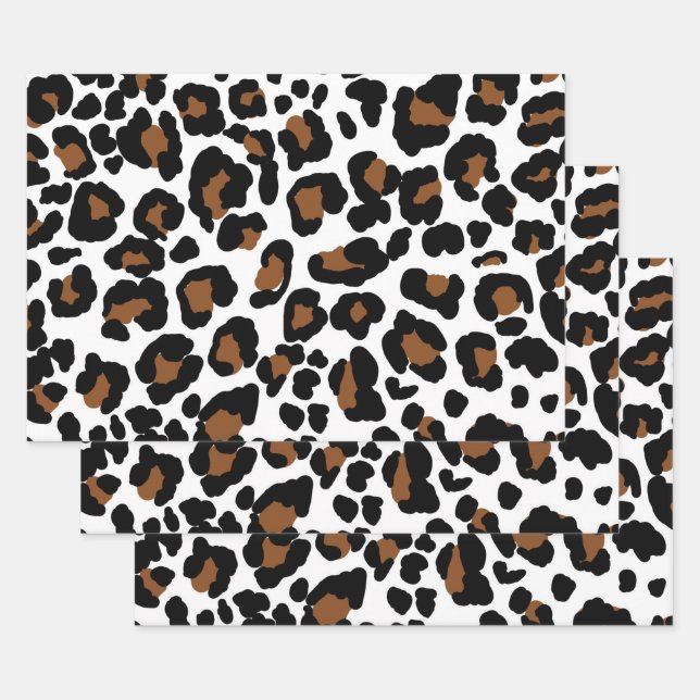 Leopard Big Cat Fur Pattern Print  Wrapping Paper Sheets (Set)