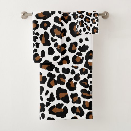 Leopard Big Cat Hide Fur Pattern Print  Bath Towel Set