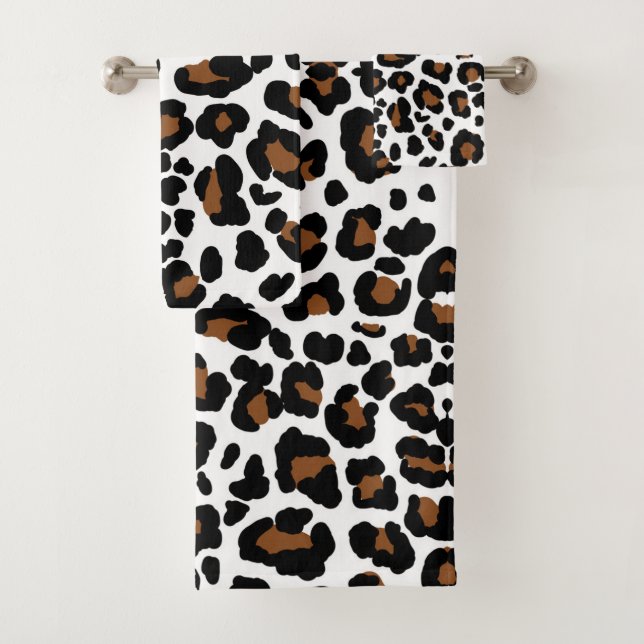 Leopard Big Cat Hide Fur Pattern Print  Bath Towel Set (Insitu)