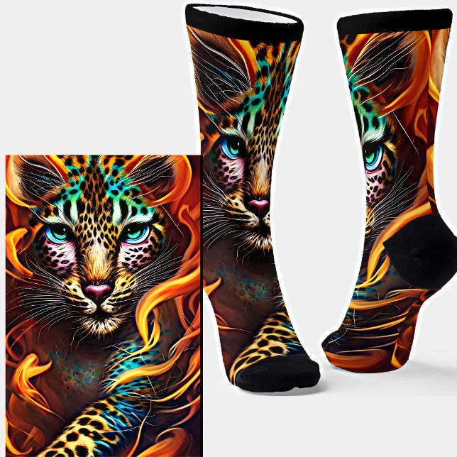 Leopard Big Cat Orange Spots & Ribbon Fantasy Socks (Creator Uploaded)