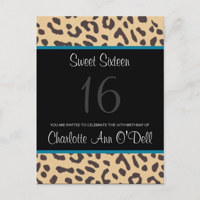 leopard; birthday invitation (Front)
