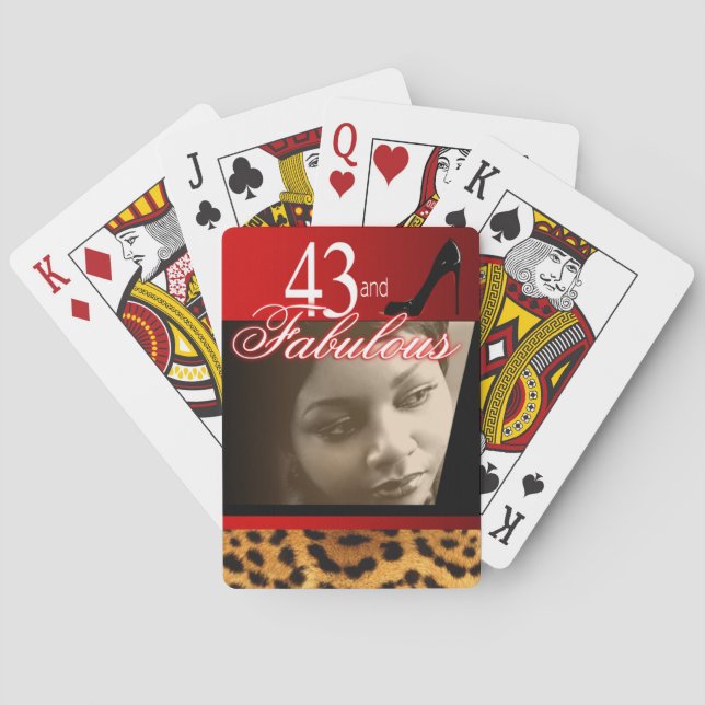 Leopard Birthday Party Photo Poker Cards (Back)