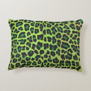 Leopard Black and Green Print Accent Pillow