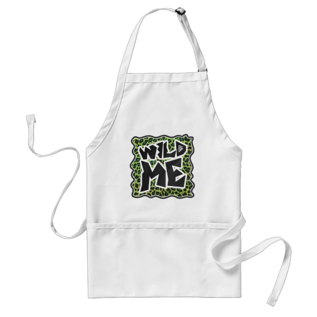 Leopard Black and Green Print Adult Apron (Front)