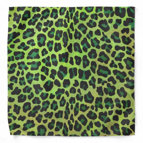 Leopard Black and Green Print Bandana