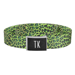 Leopard Black and Green Print Belt