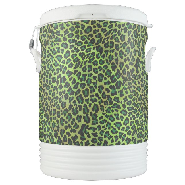 Leopard Black and Green Print Beverage Cooler (Back)