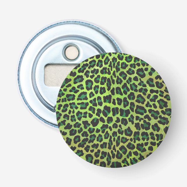 Leopard Black and Green Print Bottle Opener (Front)