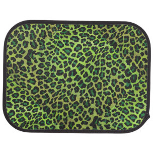 Leopard Black and Green Print Car Floor Mat