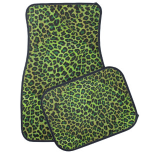 Leopard Black and Green Print Car Mat