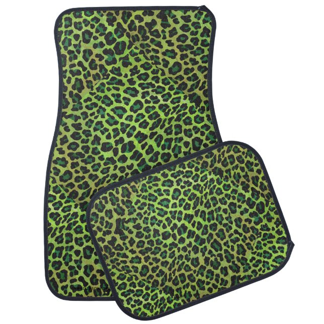 Leopard Black and Green Print Car Mat (Set)