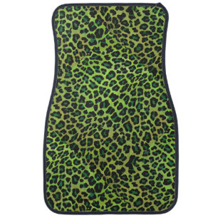 Leopard Black and Green Print Car Mat